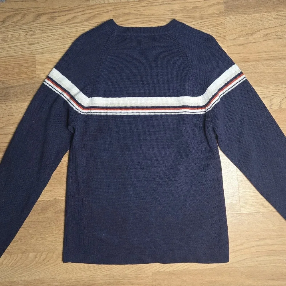 red white and blue knit sweater